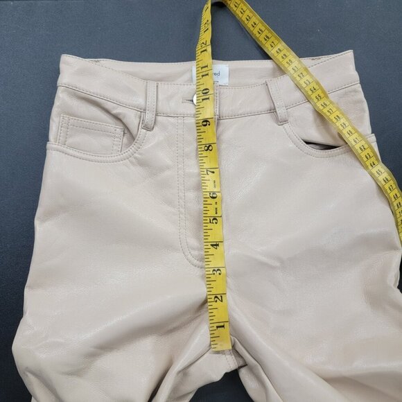 Aritzia Wilfred The Melina Ivory Beige Vegan Leather Straight Leg Pants Size 0 - Picture 10 of 11
